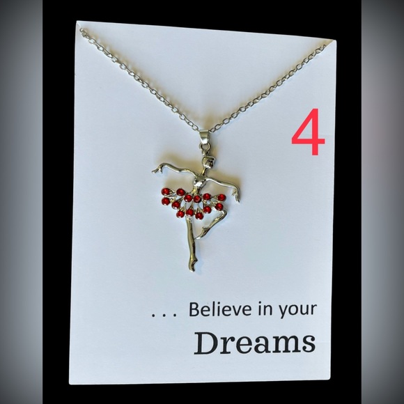 🆕 Silver Ballerina Necklace -Red - Picture 10 of 12